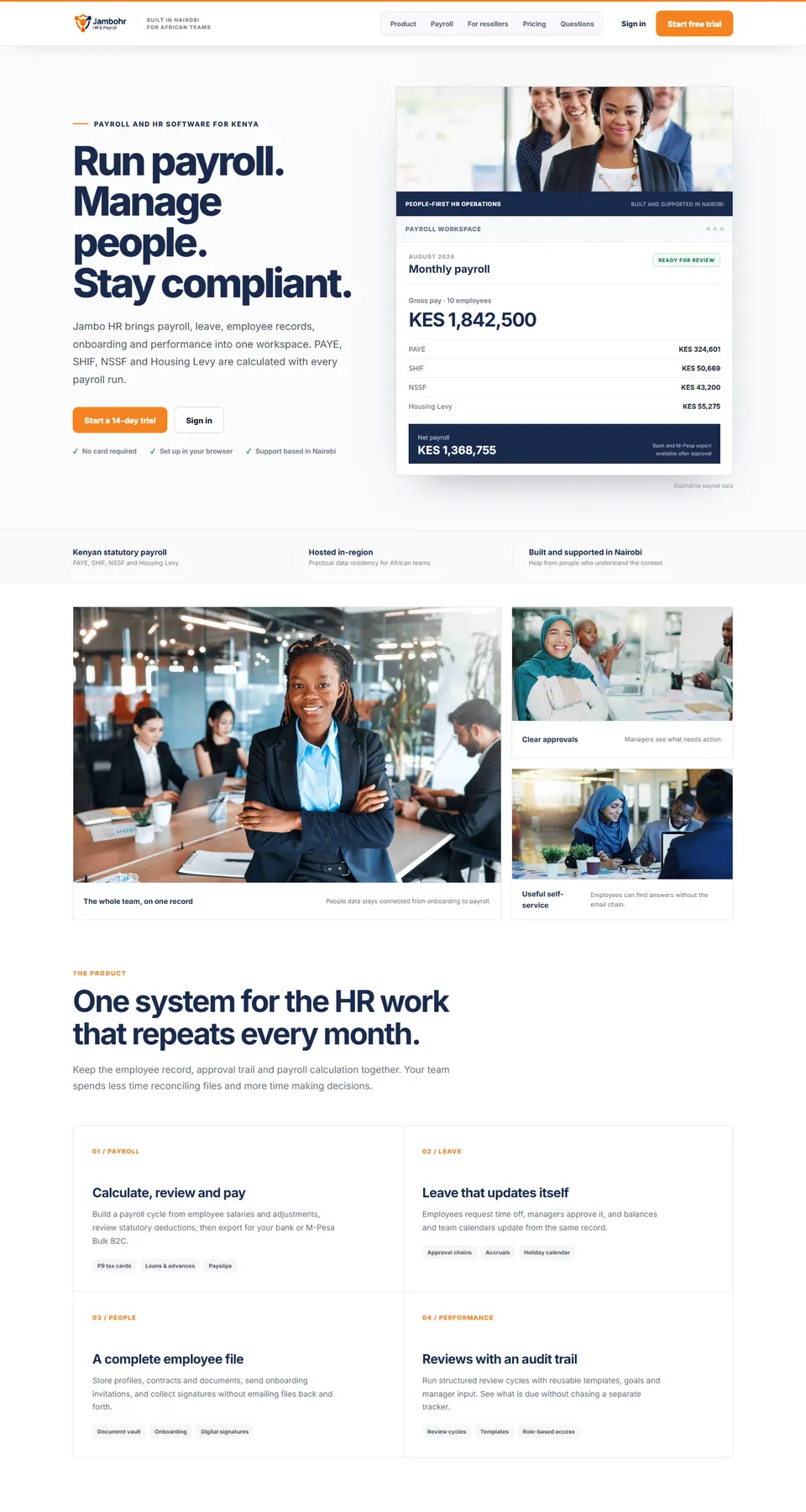 JamboHR home page