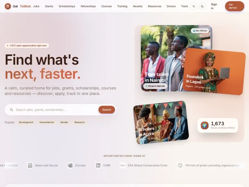 OpportuniHub home page