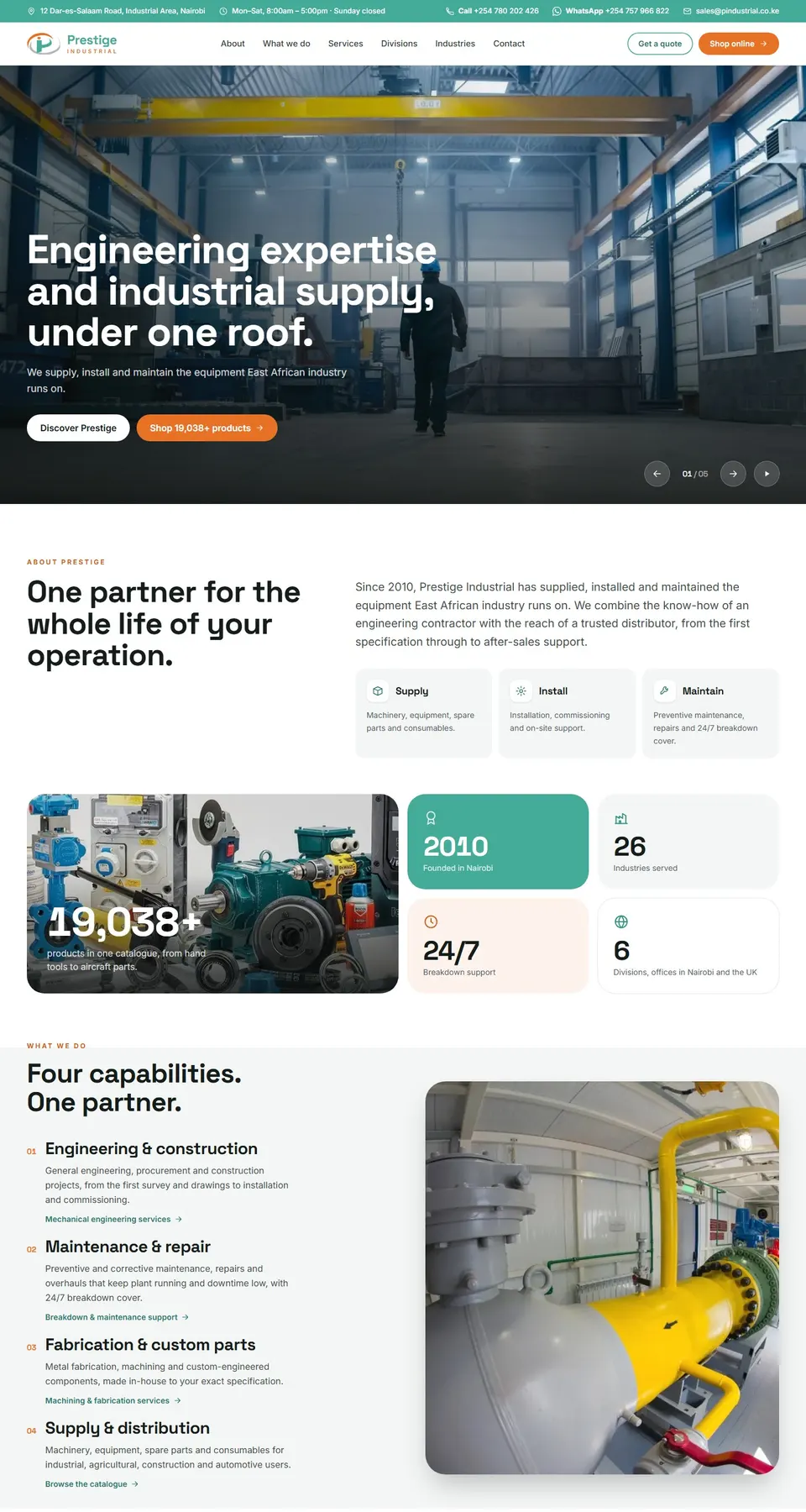 Prestige Industrial home page